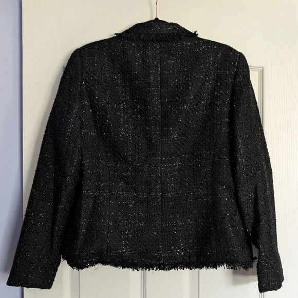 Nipon Boutique Metallic Black Tweed Blazer Size 12 - Picture 3 of 8